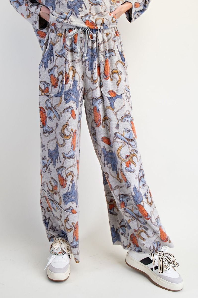 Western Print Top & Pant Lounge Set