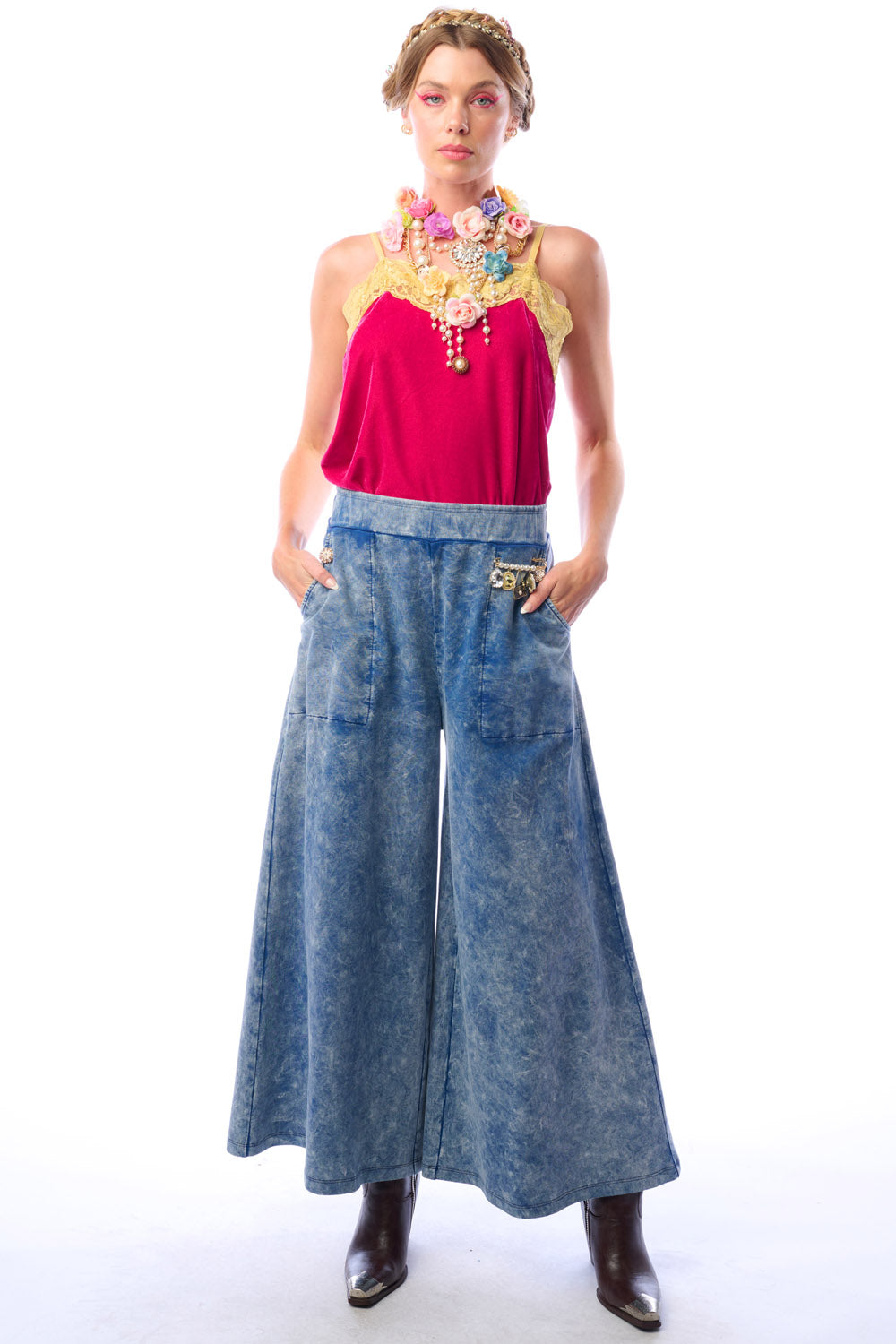Blue Wash Colonel  Pants by Aratta