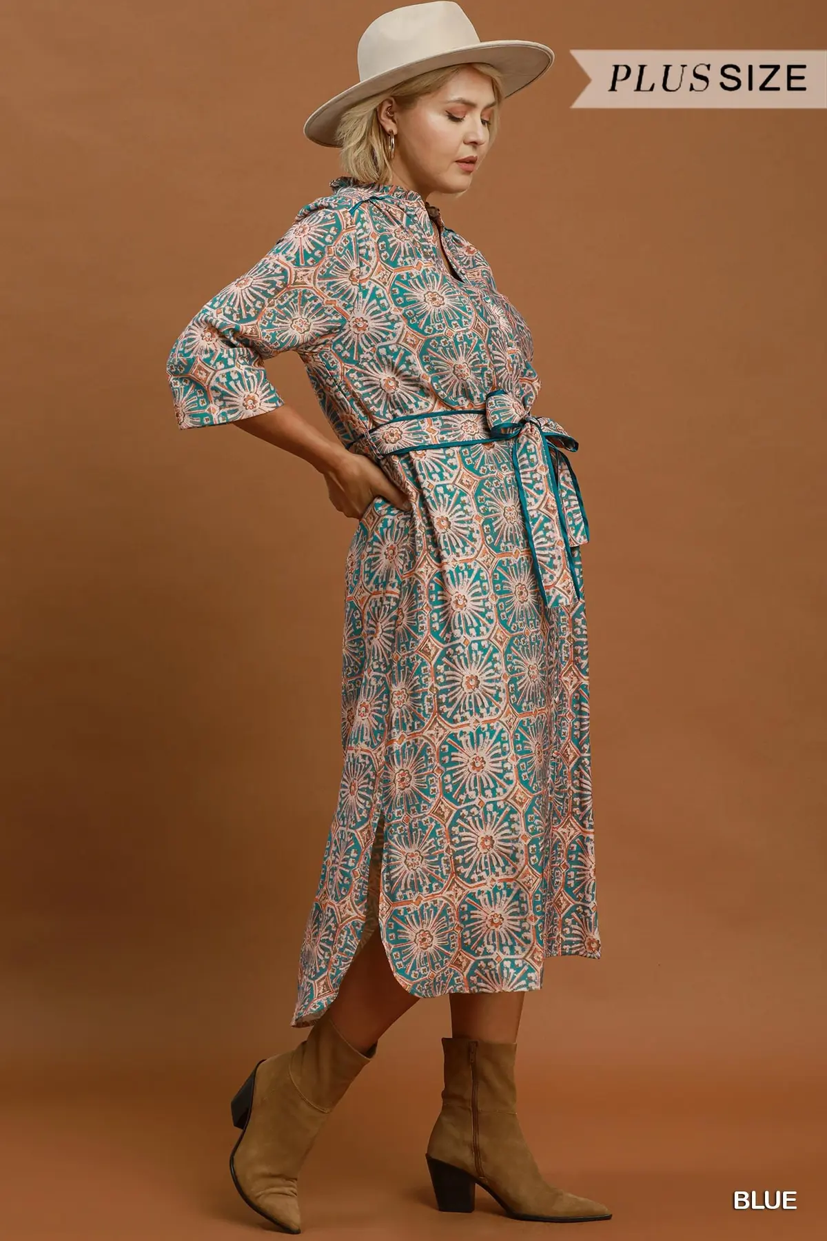 Teal  Mosaic Midi Dress
