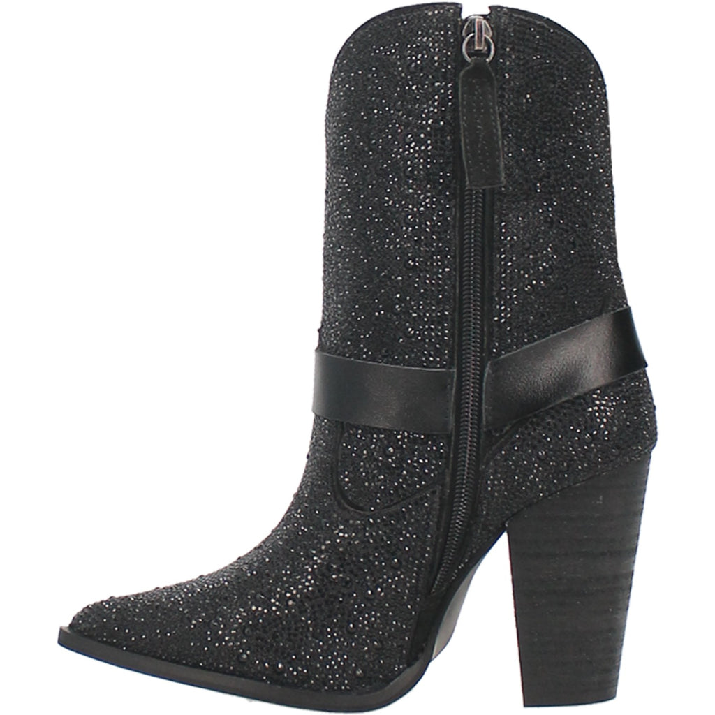 Black Crown Jewel Leather Bootie