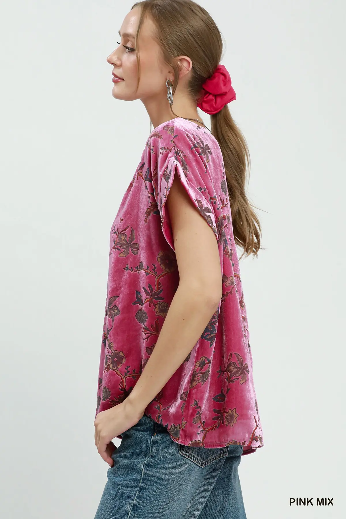 Pink Garden Velvet Top