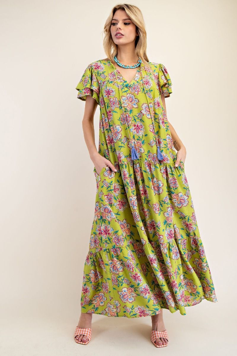Lime Zest Boho Tassel Maxi