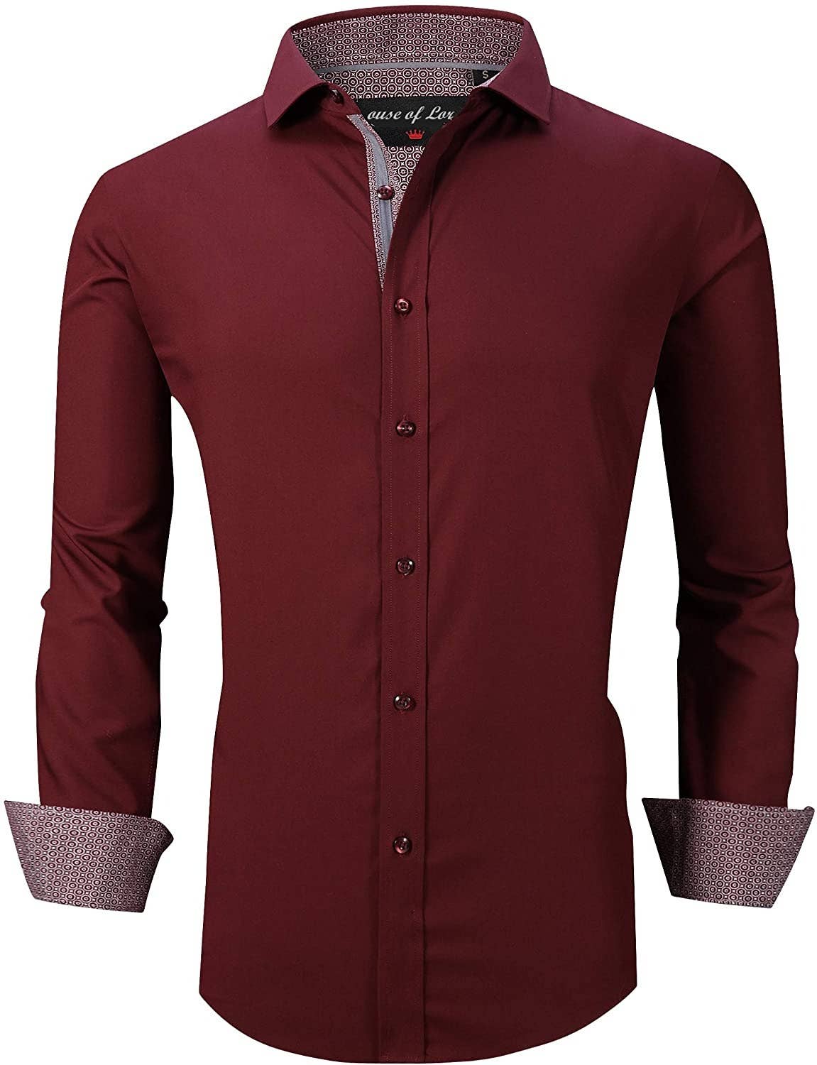 Men's Burgundy Wrinkle Free Dress Shirt