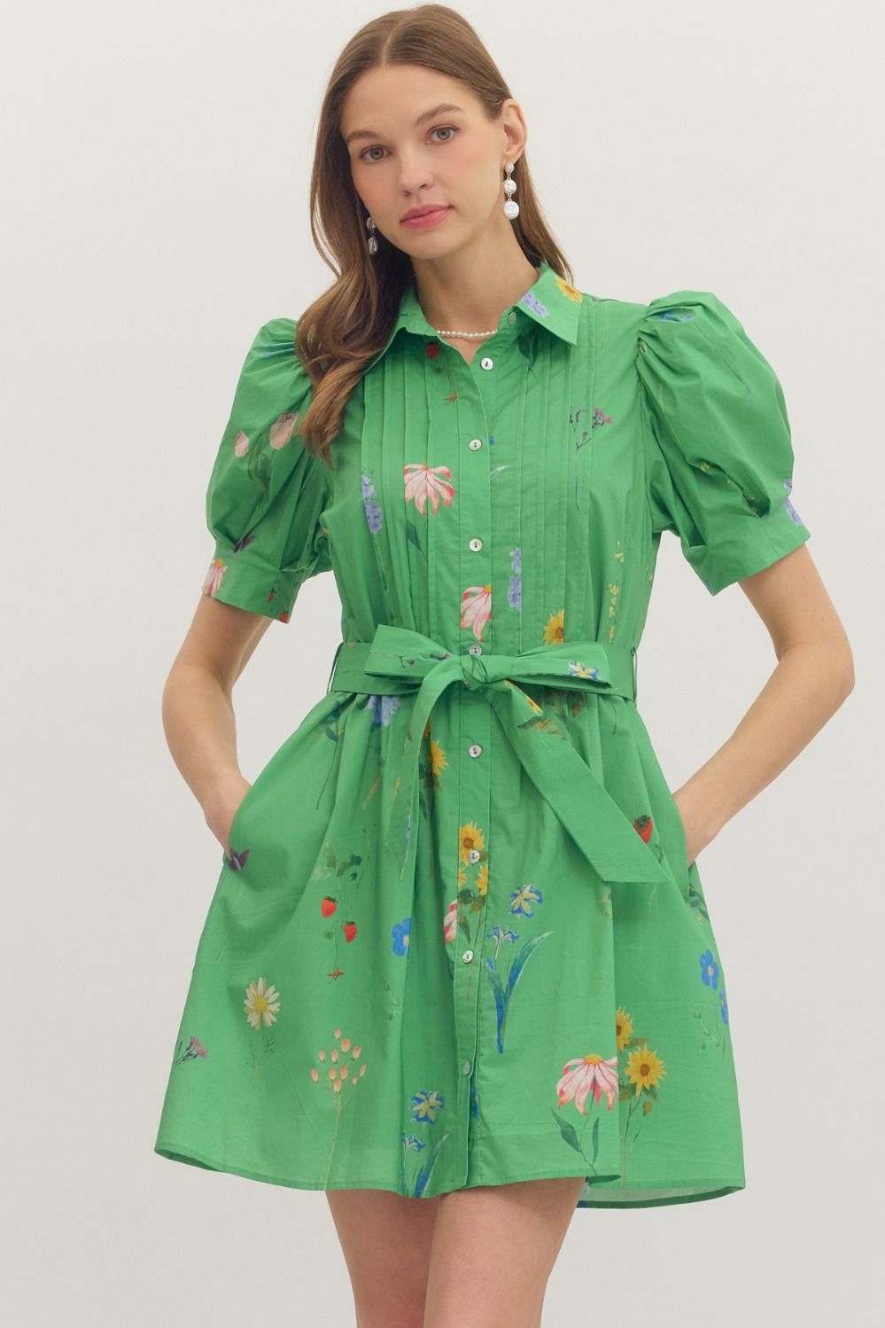 Garden Party Puff Sleeve Mini Dress