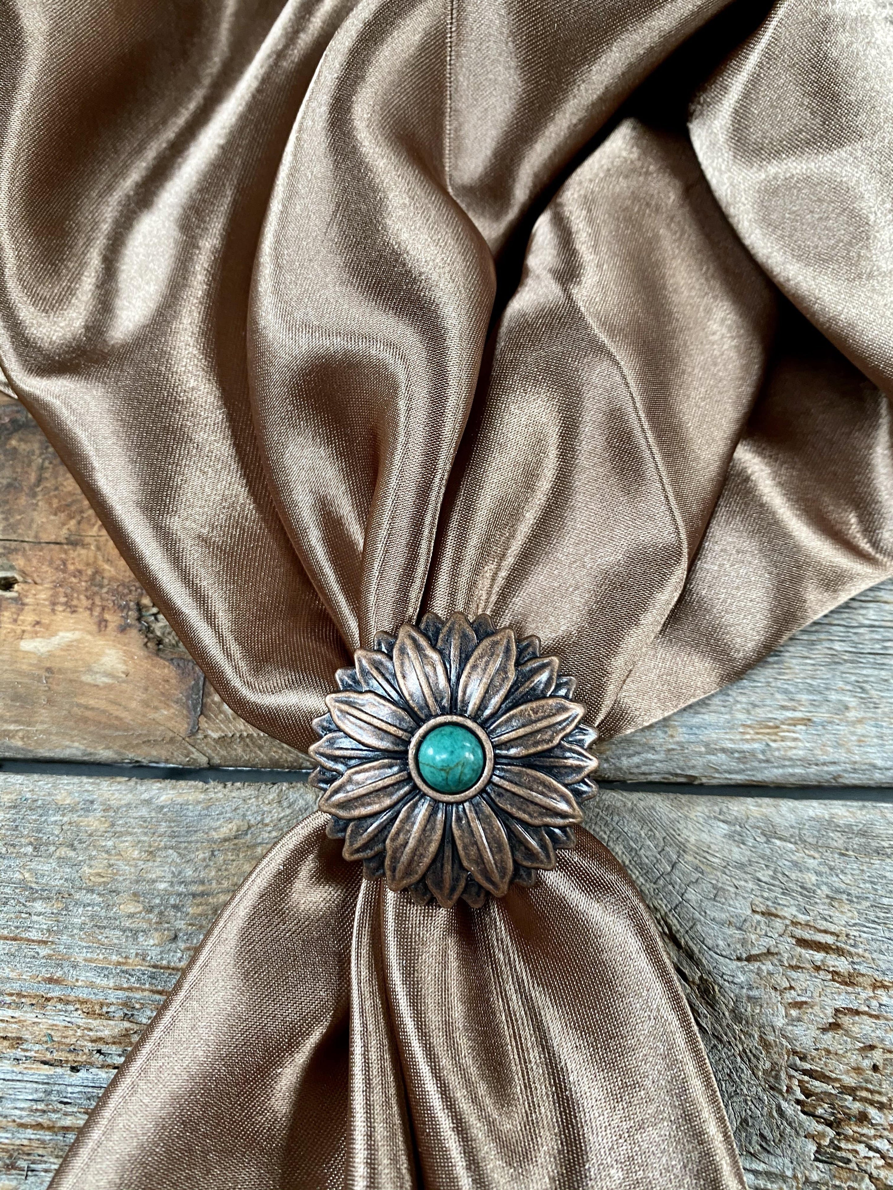 Copper Daisy Concho w/ Turquoise Scarf Slide