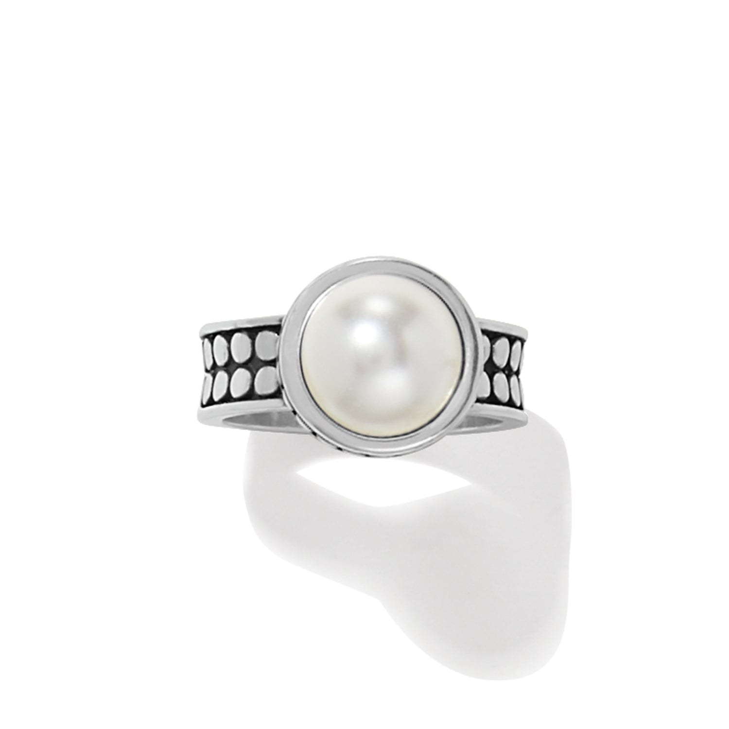 Pebble Dot Pearl Wide Band Ring