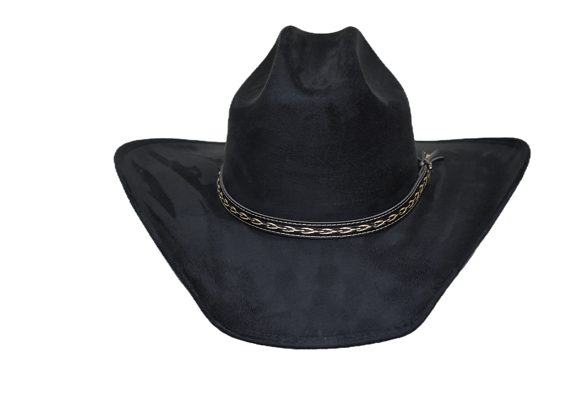 Child's Black Suede Hat w/ Leather Hat Band