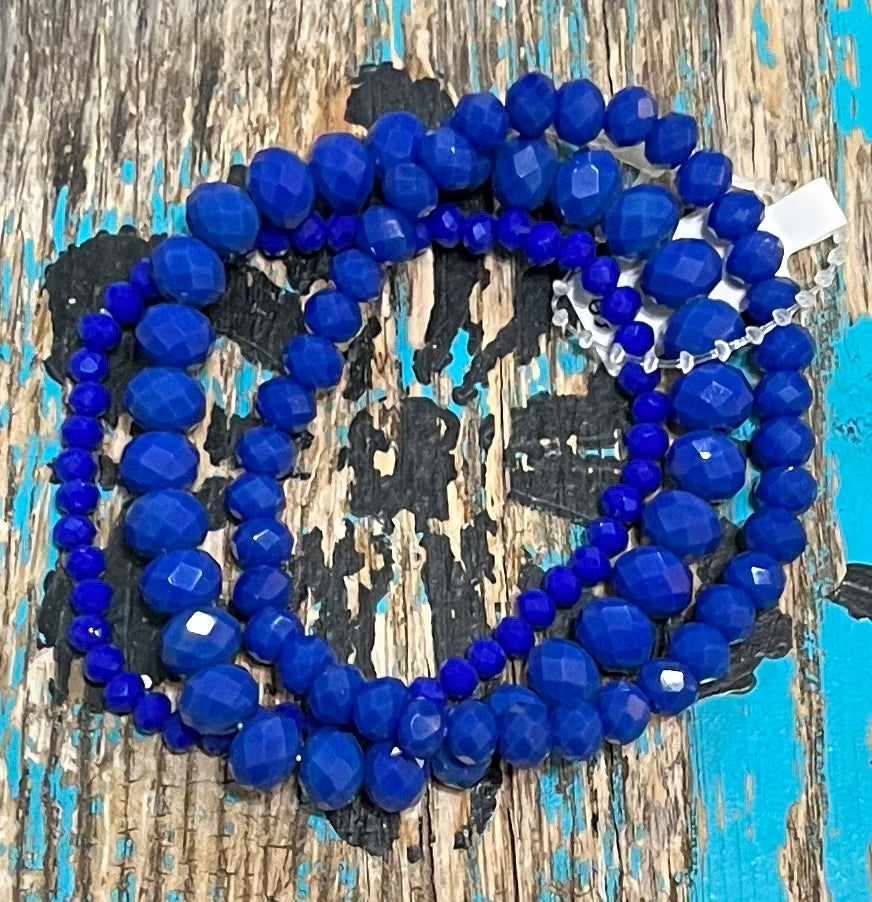 Triple Strand Bead Bracelet/Royal Blue