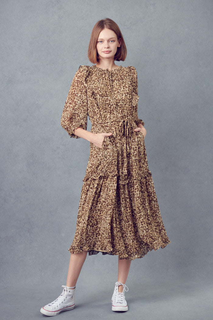 Flirty Ruffle Tiered Midi Dress