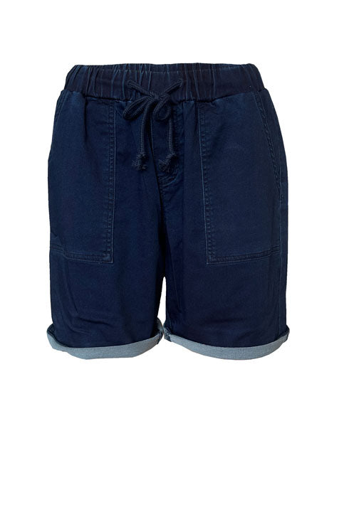 Dark Denim Pull On Shorts