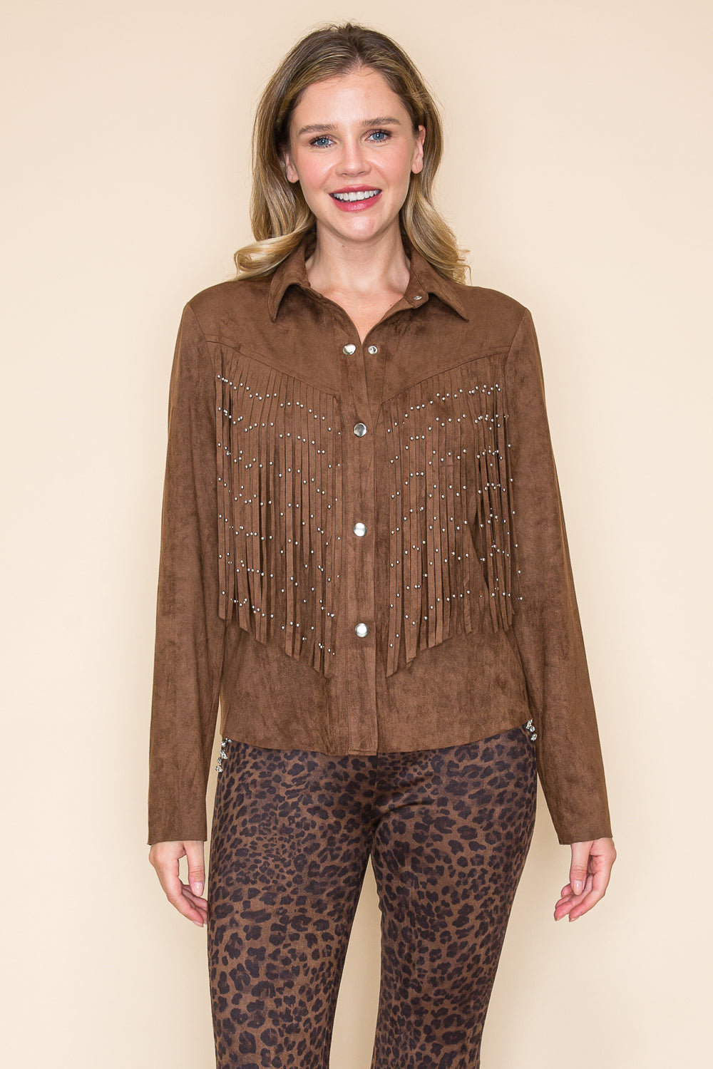 Chocolate Brown Ultra Suede Jacket w/ Fringe