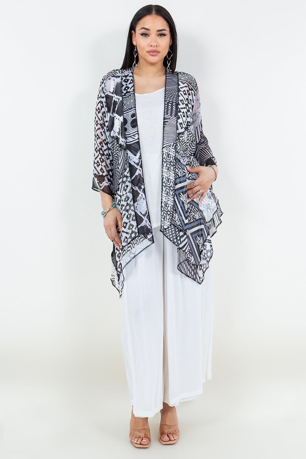 Black & White Abstract Art Silk Jacket