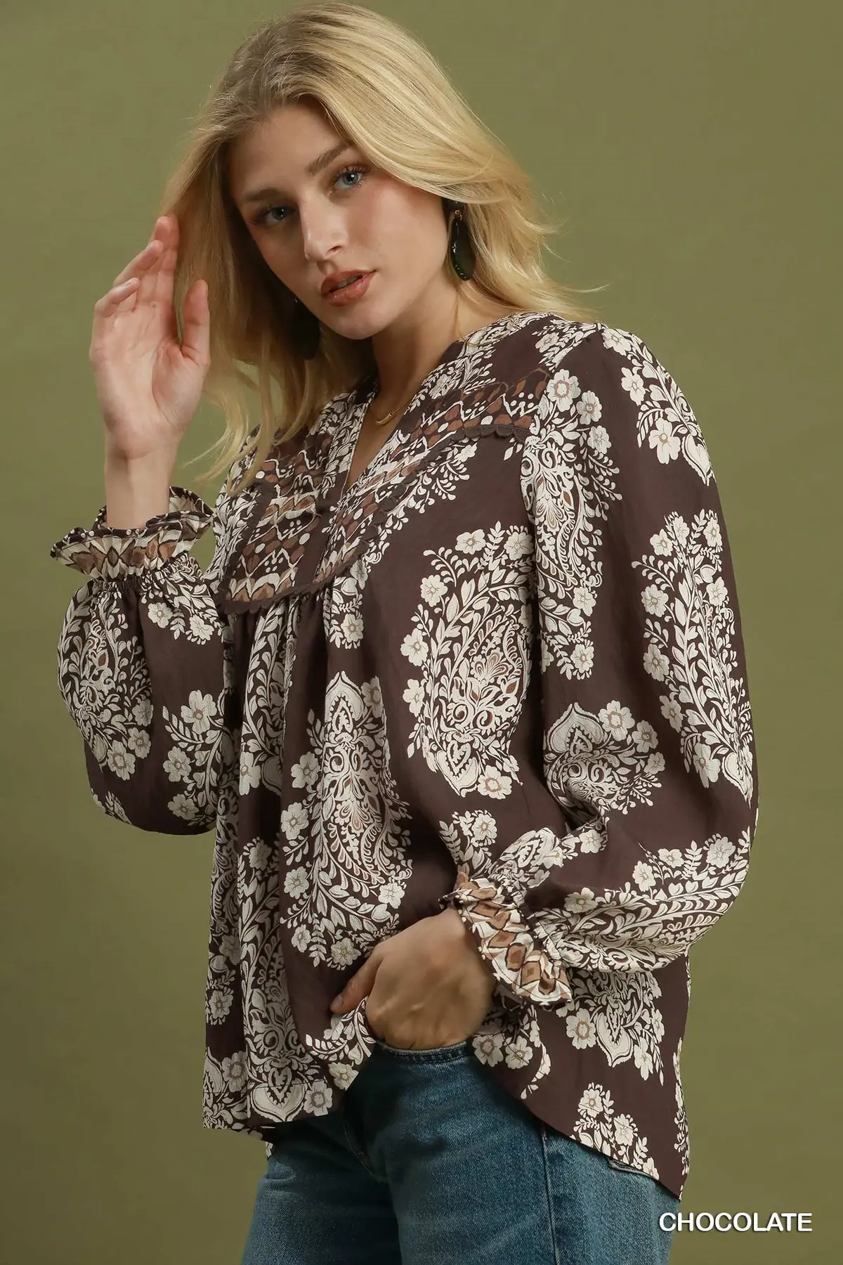 Chocolate Paisley Yoke Blouse 🤎