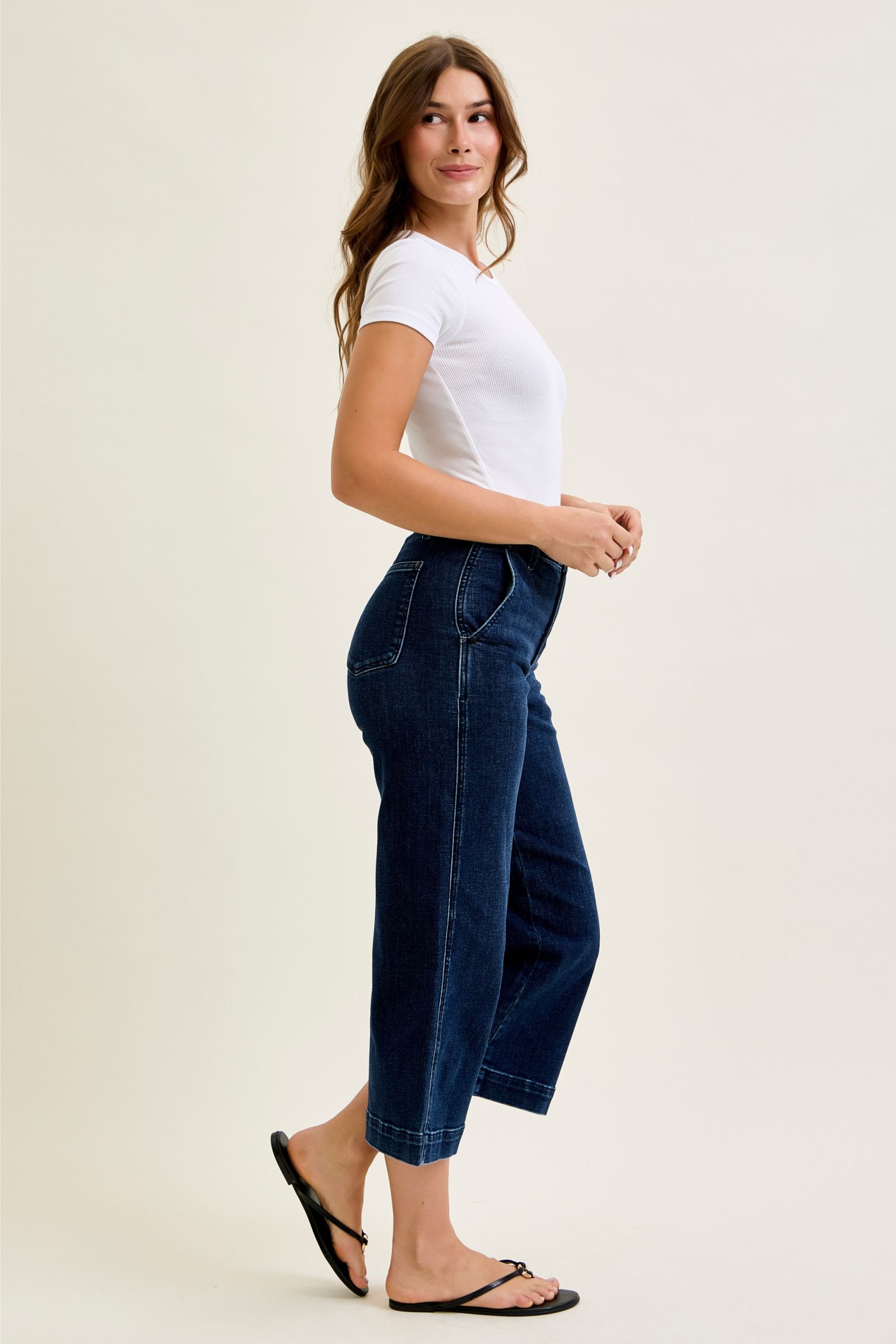 Judy Blue High Waist Ankle Wide Trouser