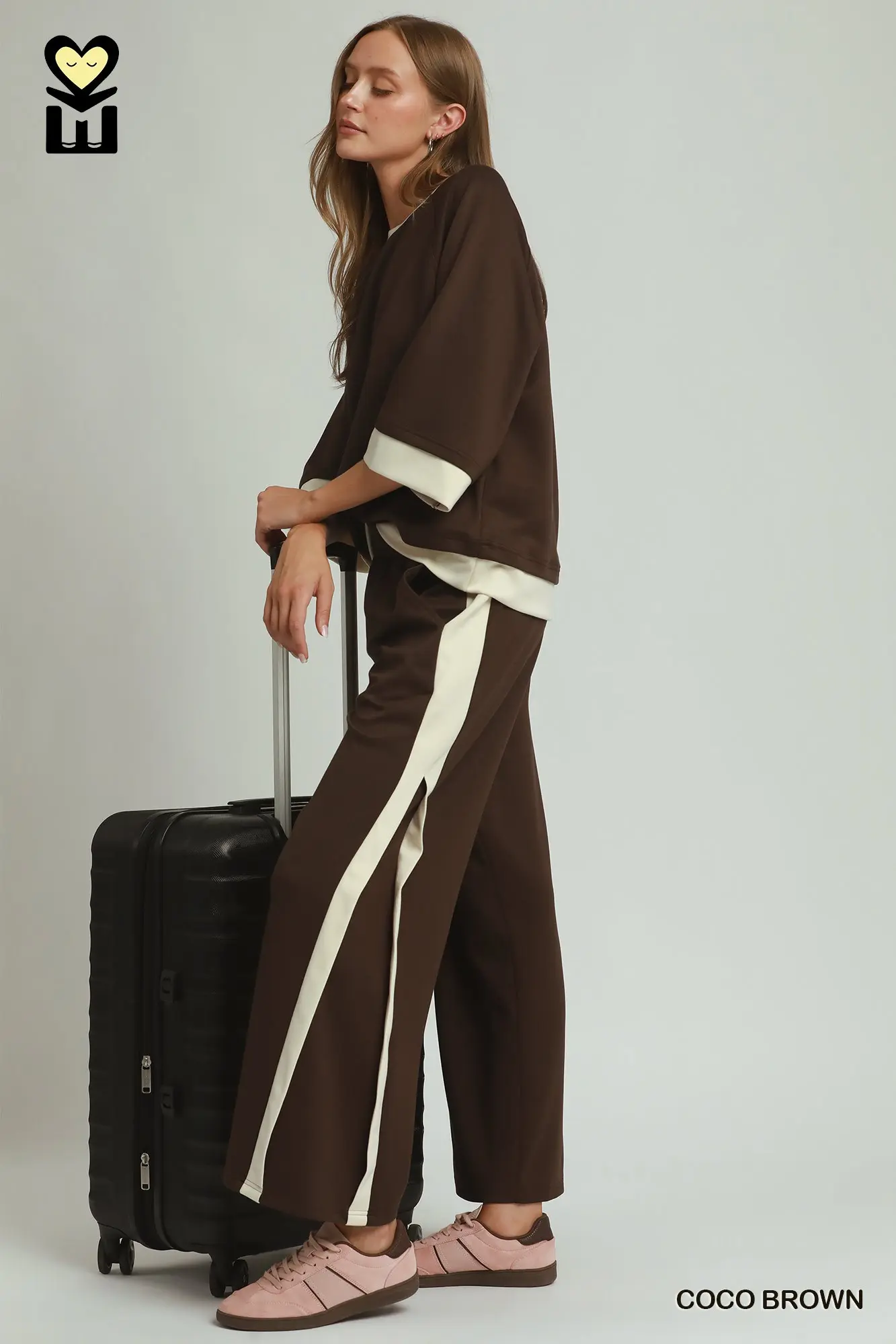 Coco Brown Color Block LuxeKnit Lounge Set