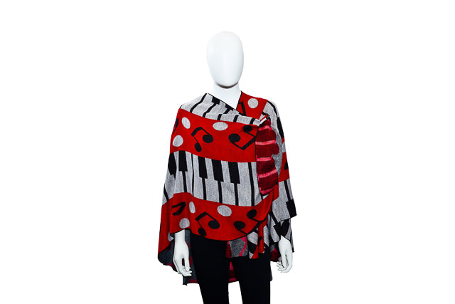 Piano/Musical Notes Reversible Cashmere Shawl