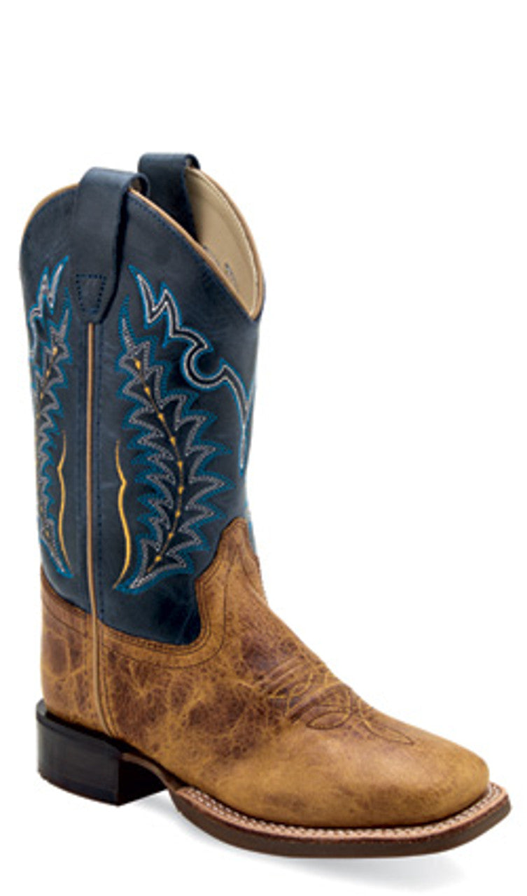 Brown/Blue Youth's Old West Western Boot