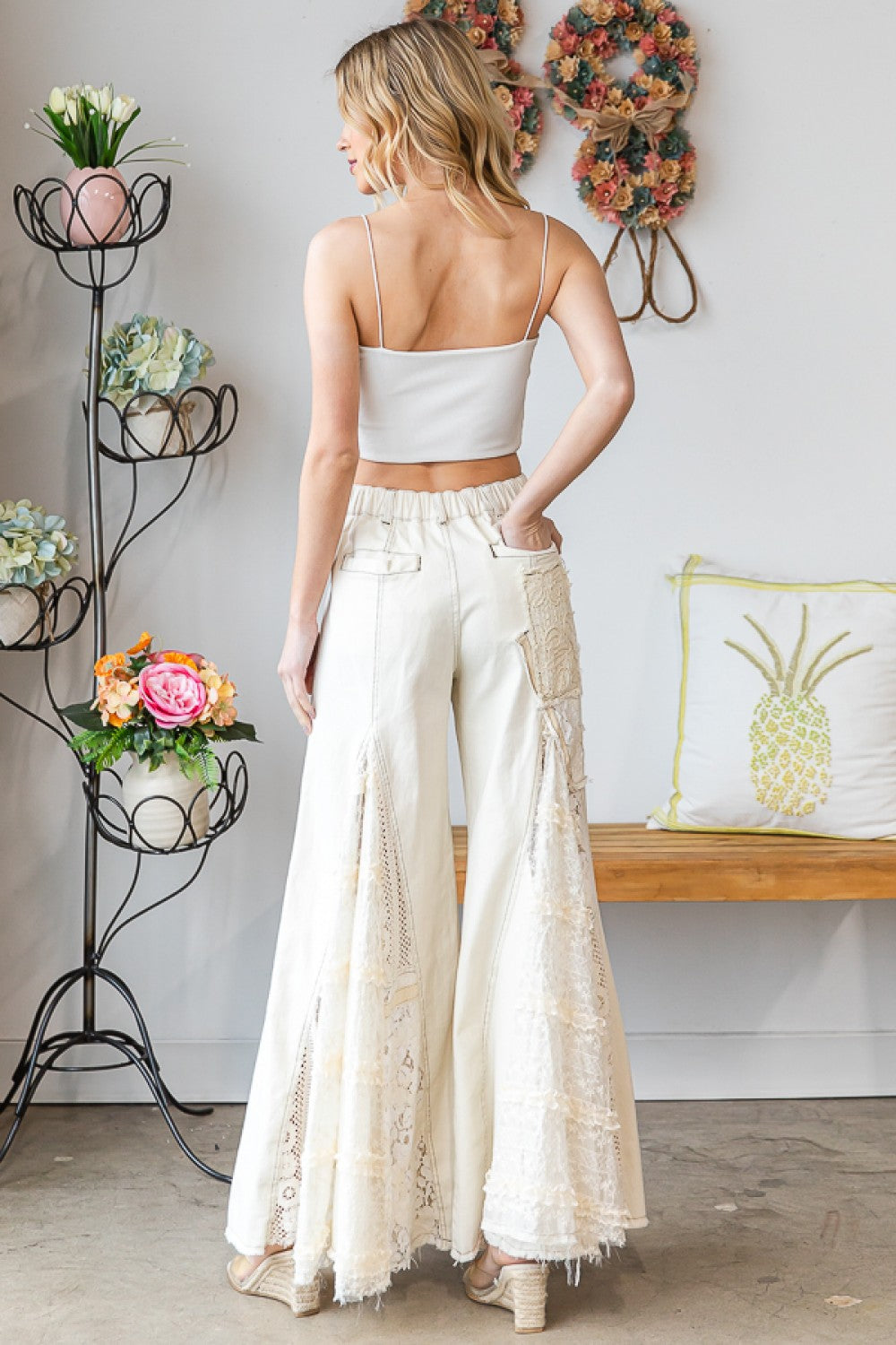 Ecru Lace Wide Leg Pants ( PRE ORDER FOR MID MAY)