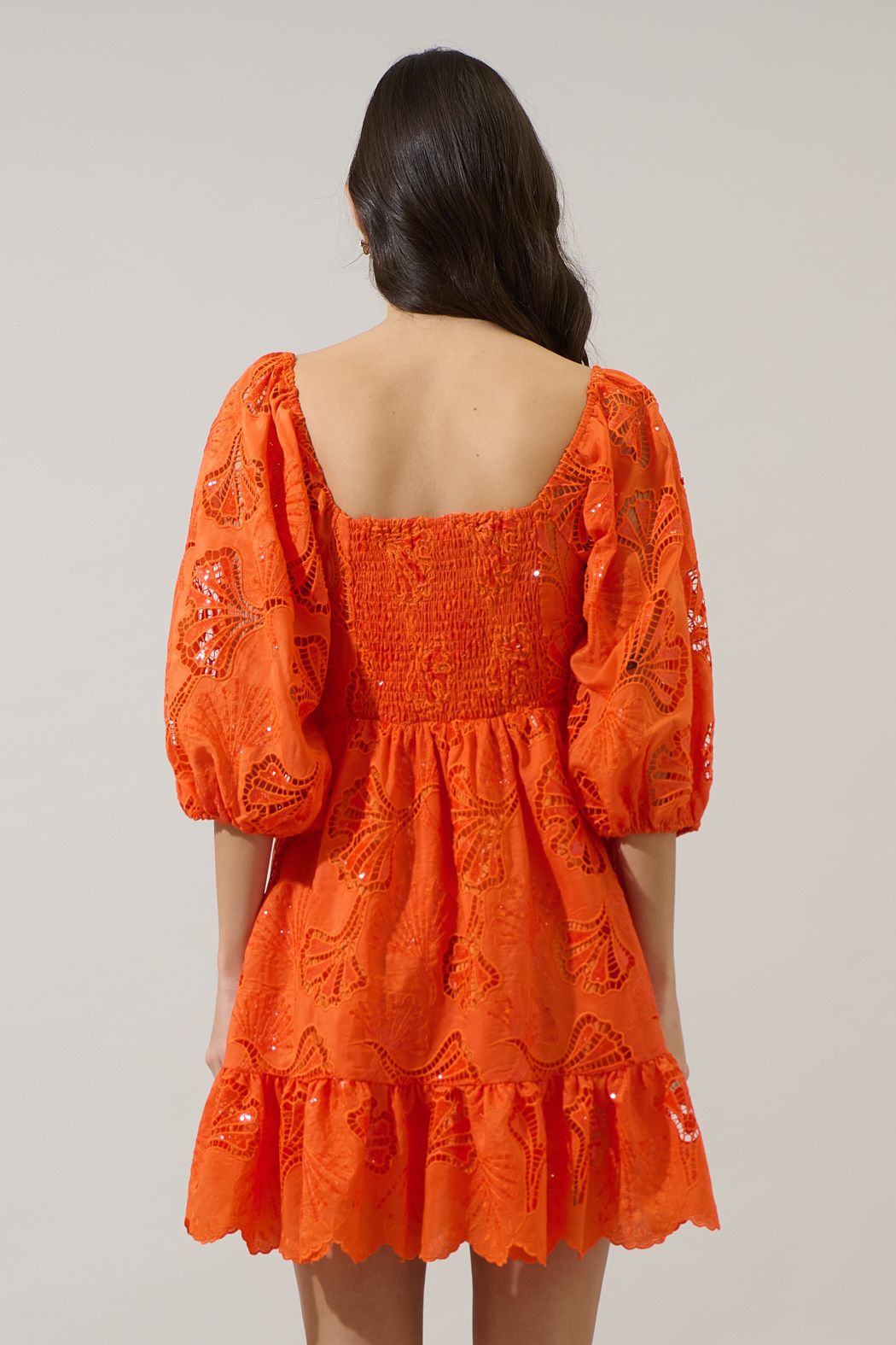 Orange Blossom Eyelet Mini Dress