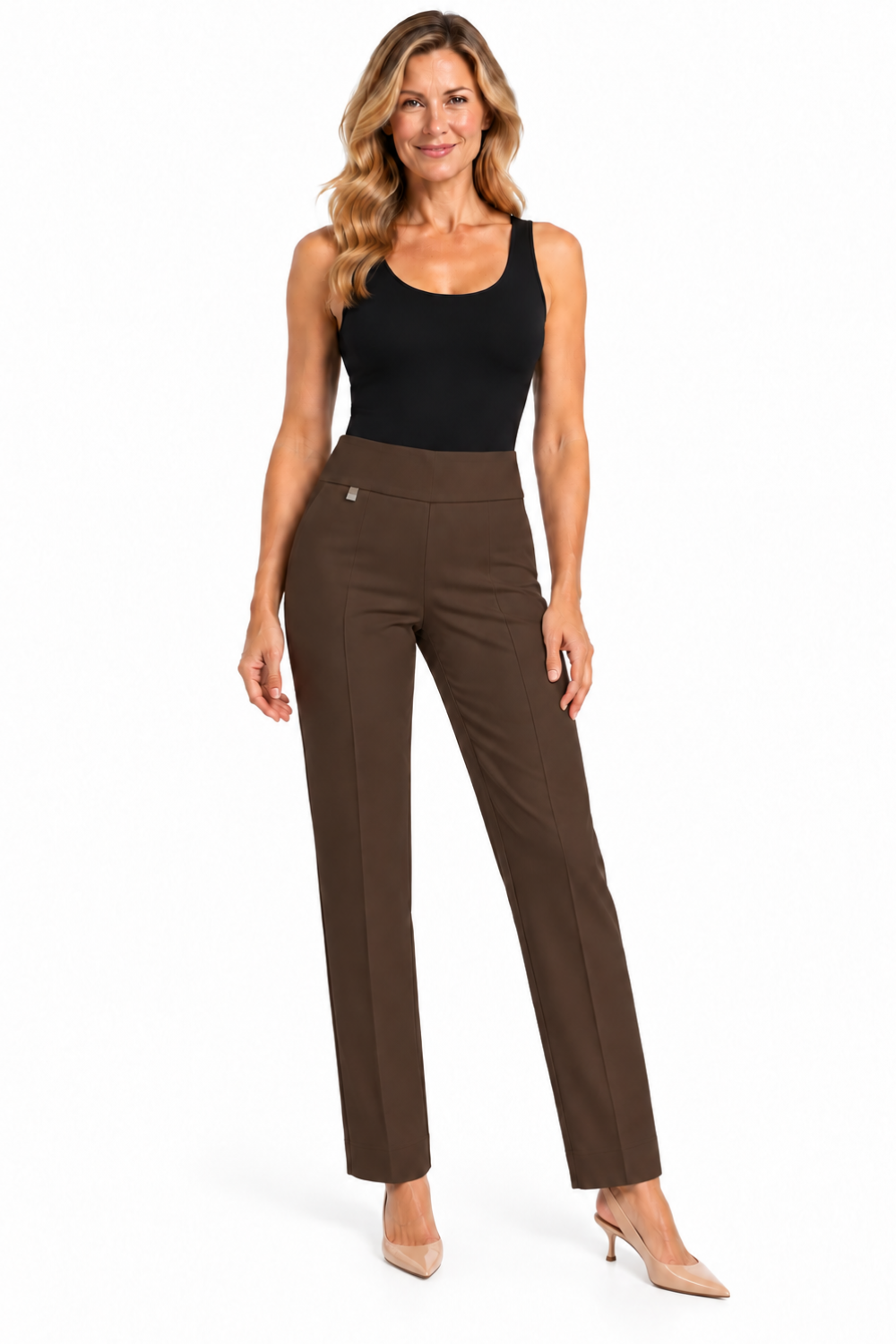 Chocolate Brown PULL-ON Ankle Pant by Multiples