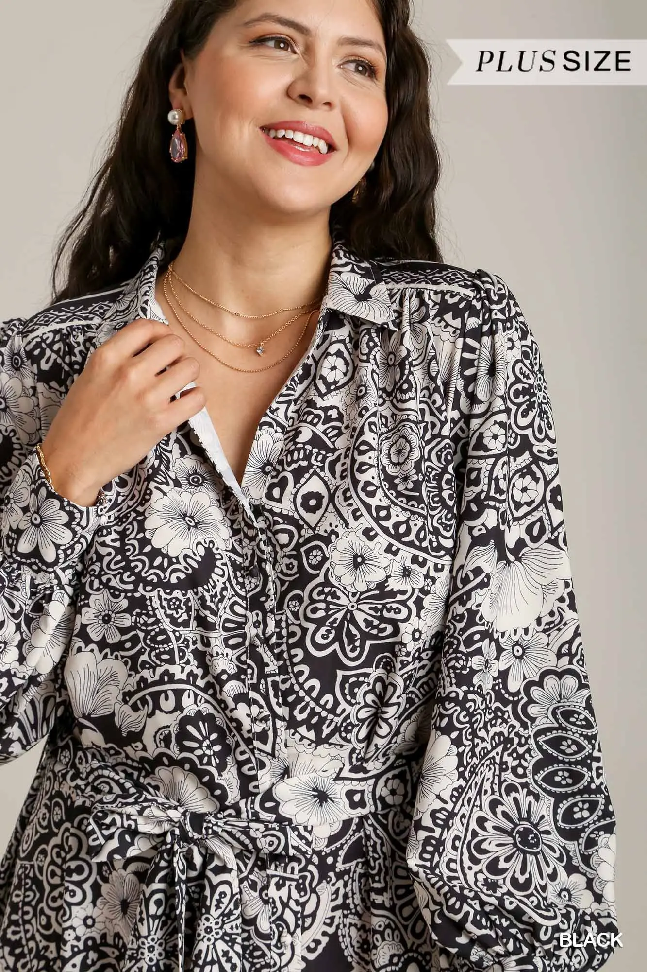 Black & White Border Print Mini Dress