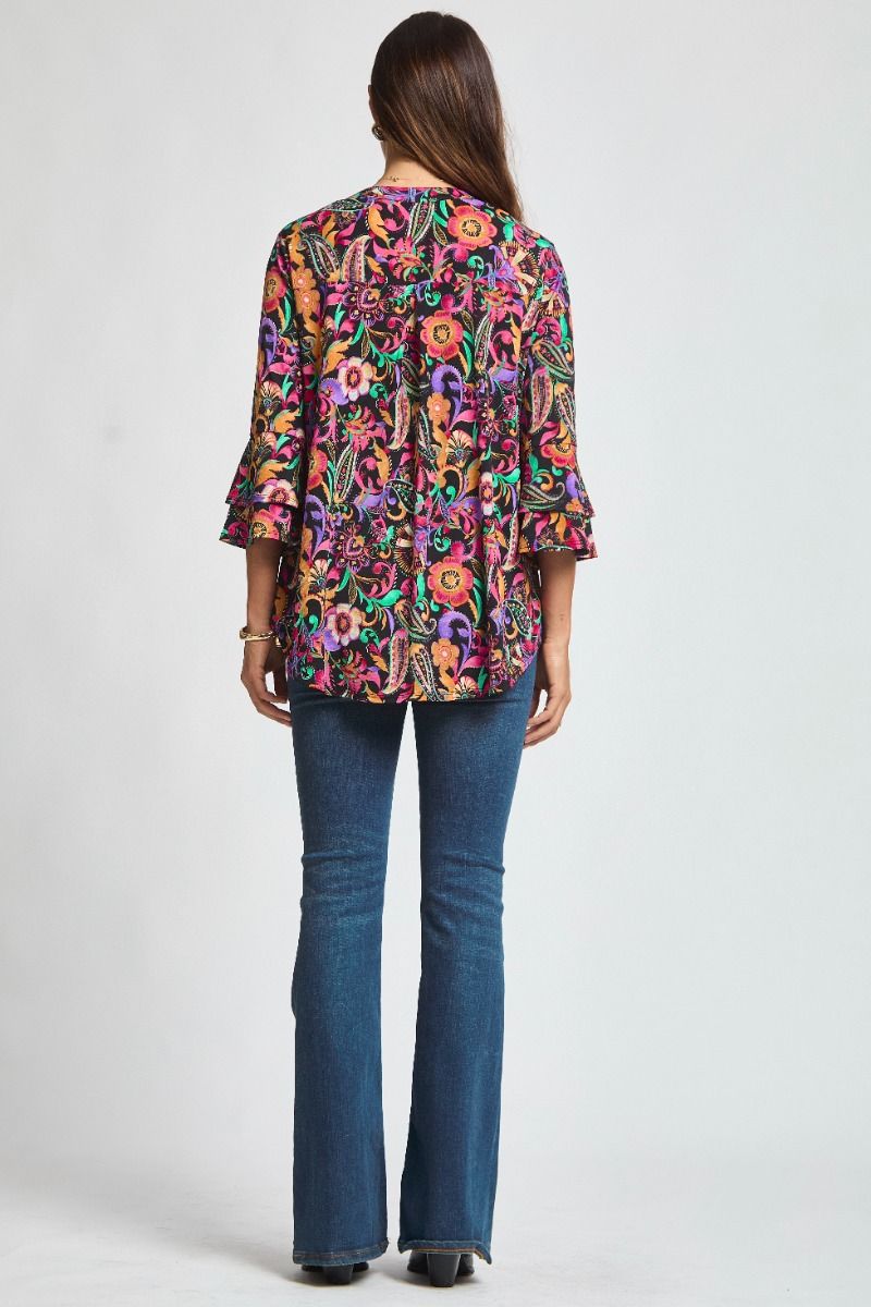 The Lizzy Bell Sleeve Top-Garden Bloom