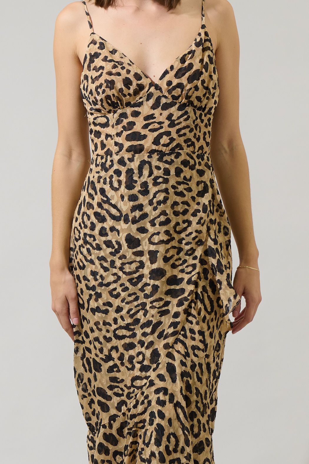 Leopard Print Ruffle Maxi Dress