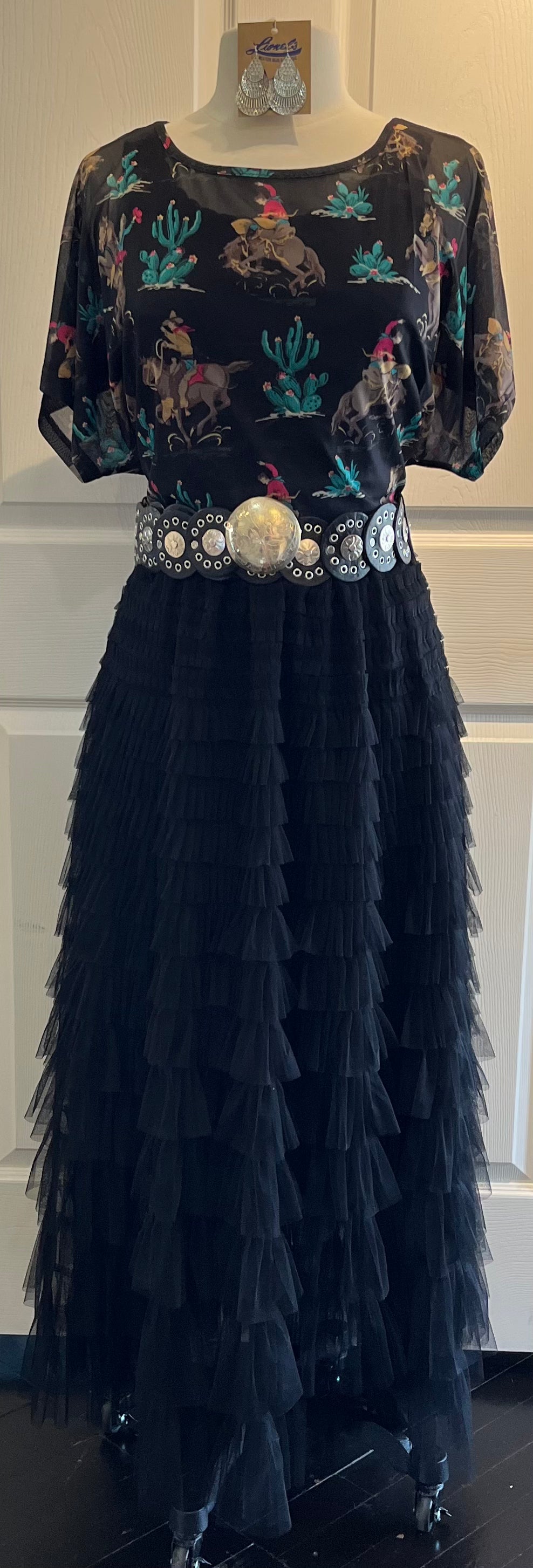 Black Tiered Ankle Length Tulle Skirt