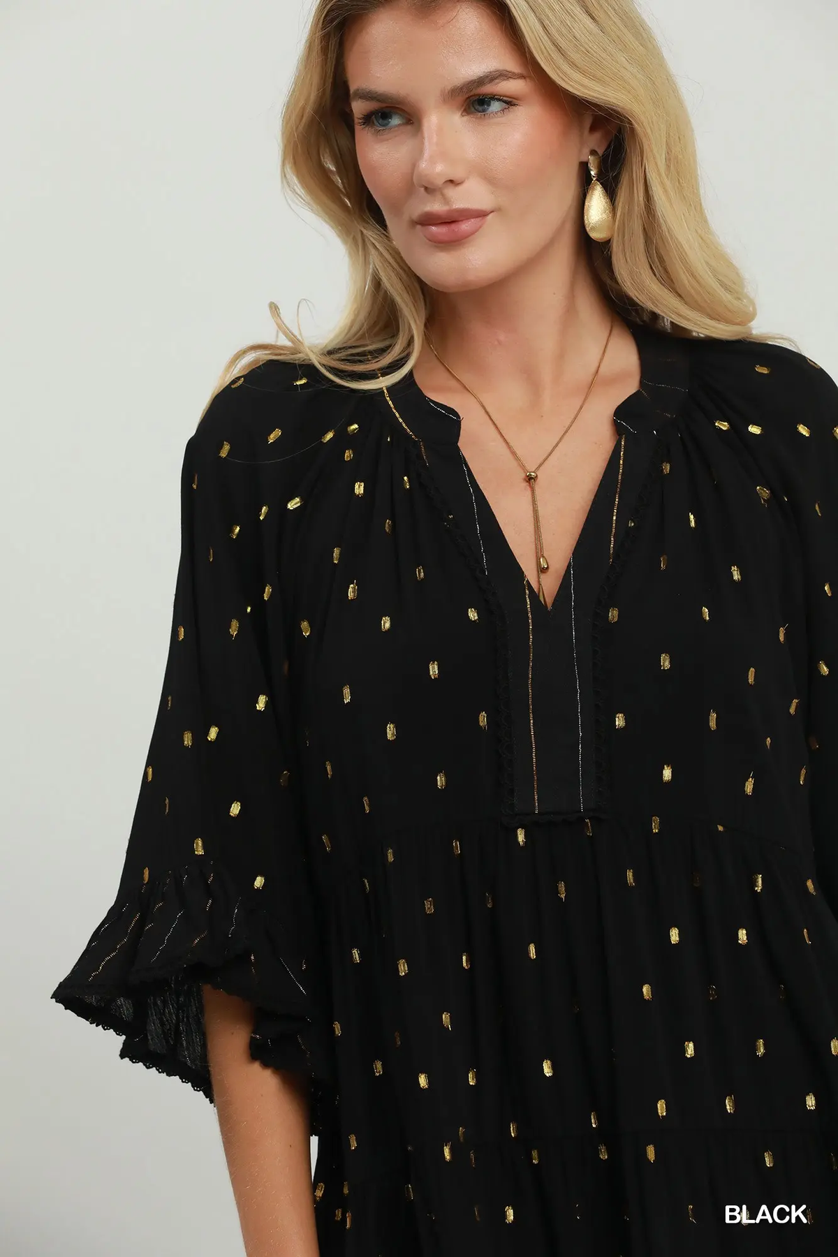 Golden Night Metallic Dot Dress ✨🖤