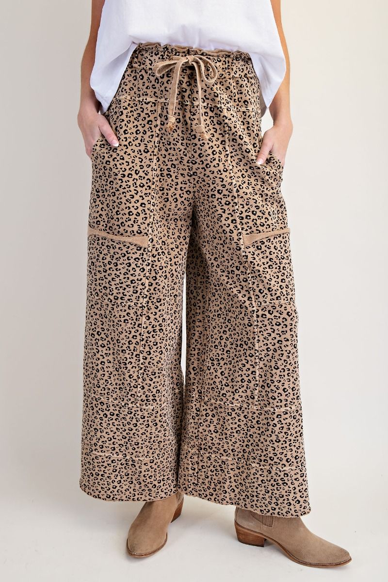 Animal Print Mineral Washed Terry Lounge Pants