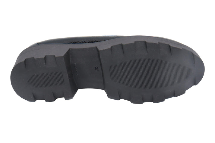 ERIC MICHAEL Black SALINA CRINKLE PATENT LUG PLATFORM LOAFER