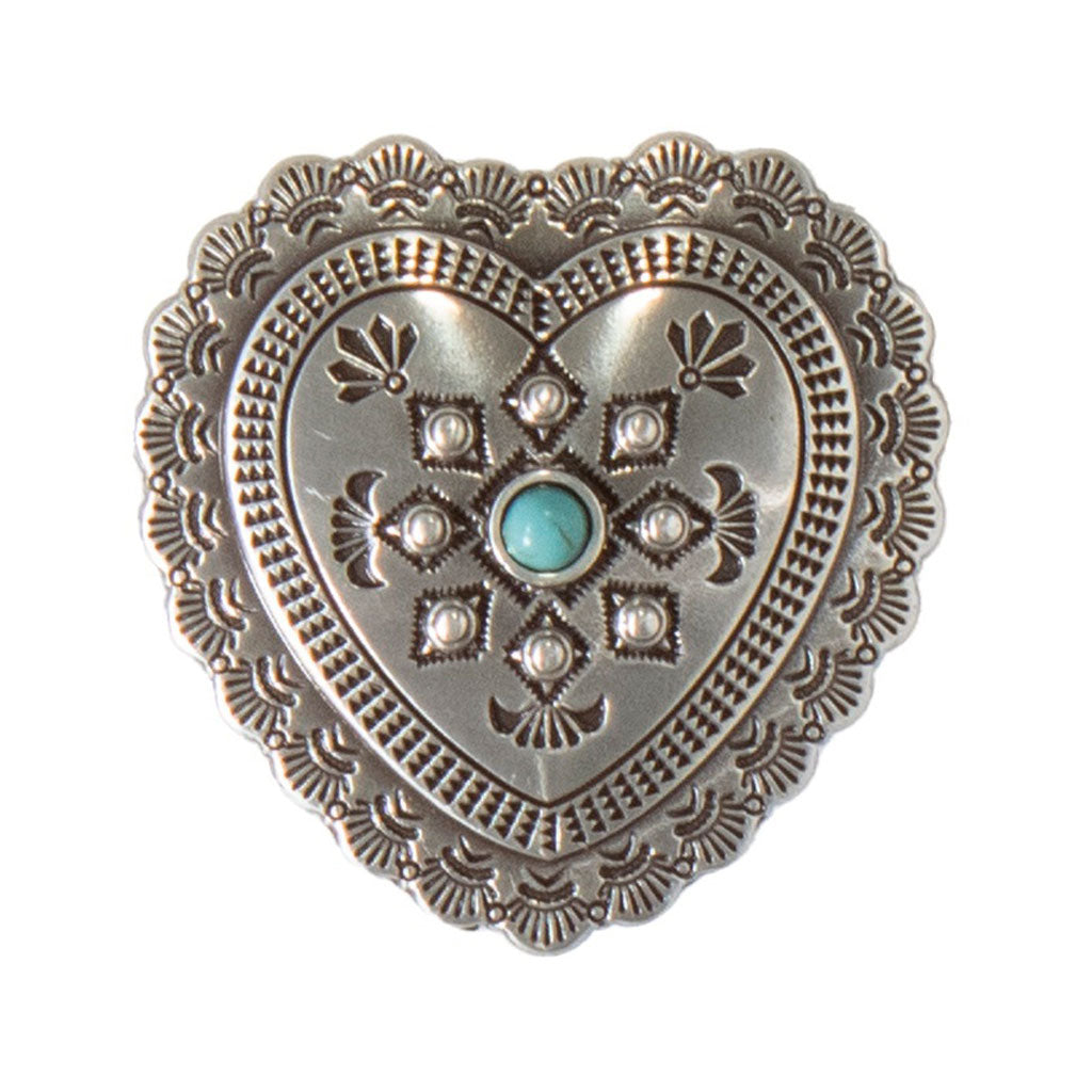 Heart w/ Turquoise Scarf Slide on Antique Silver