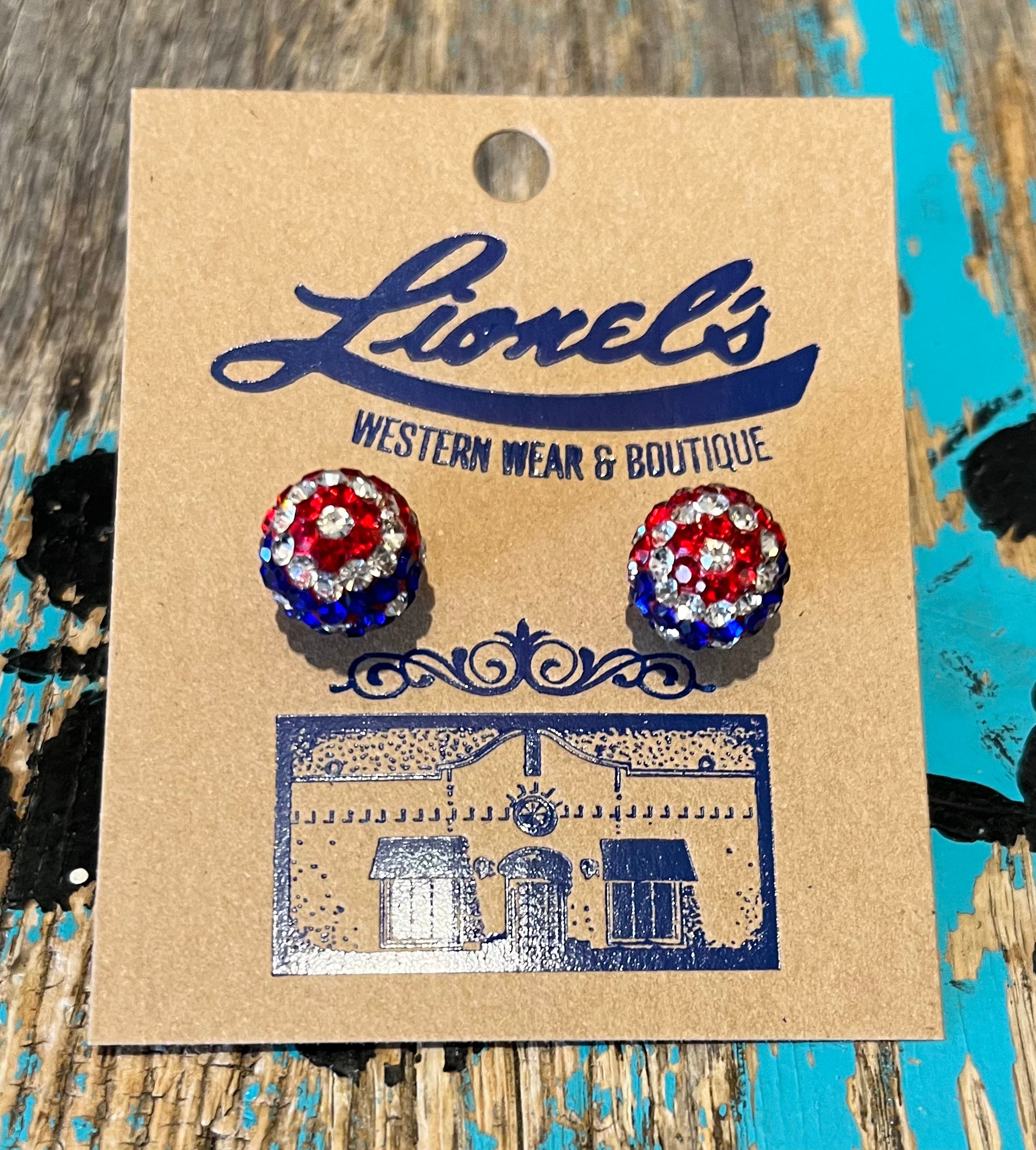 Red, White & Blue Patriotic Crystal Beaded Ball Earrings