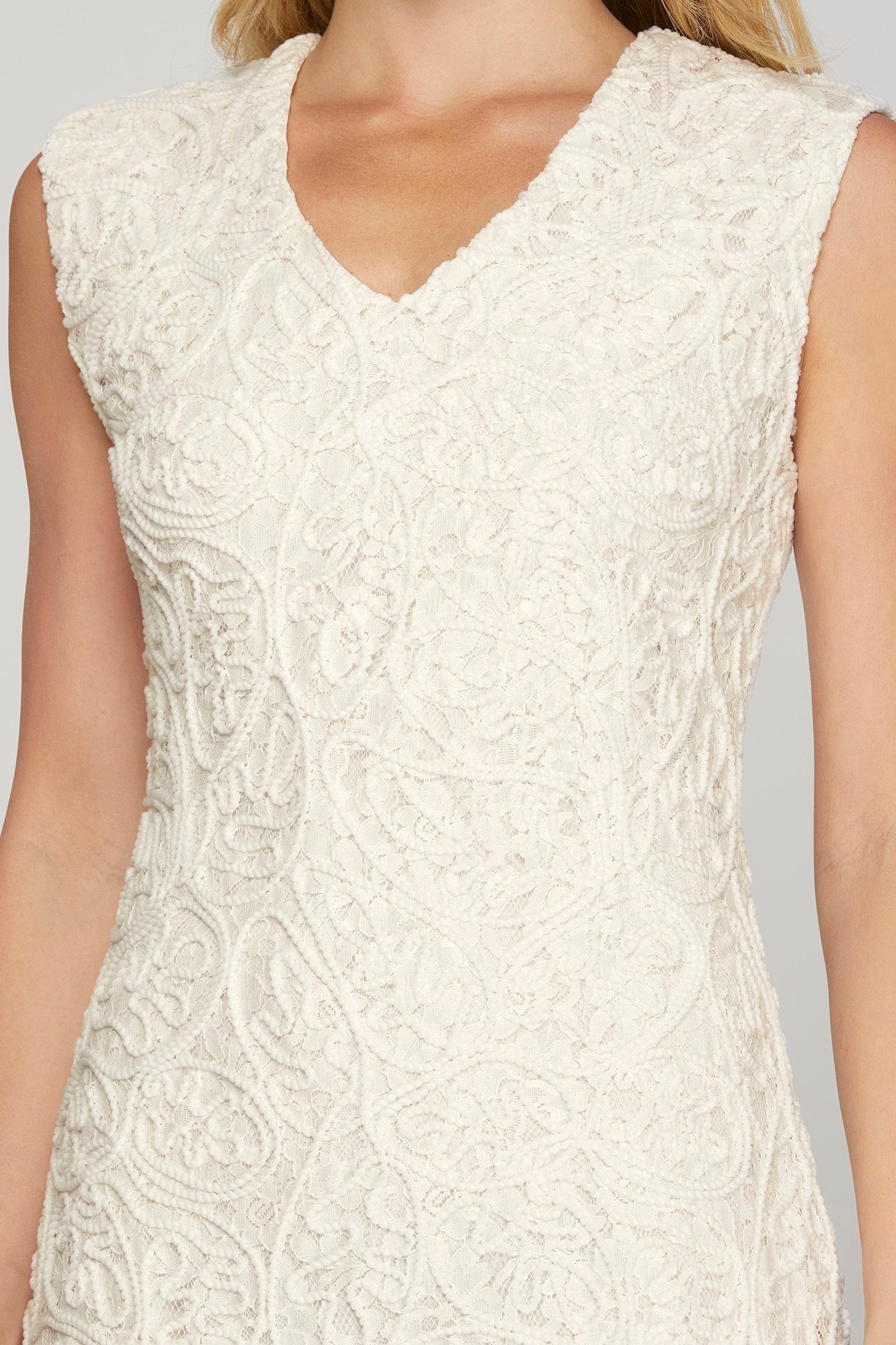 Ivory Lace V-Neck Mini Dress