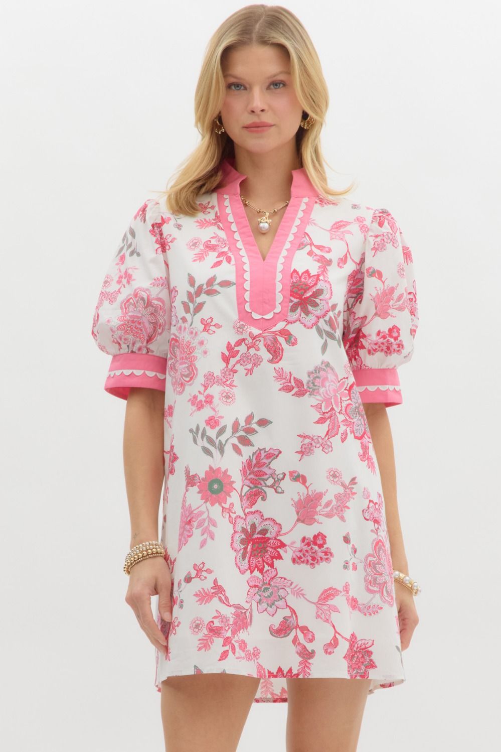 Bright, Breezy & Blooming Pink Floral Mini Dress
