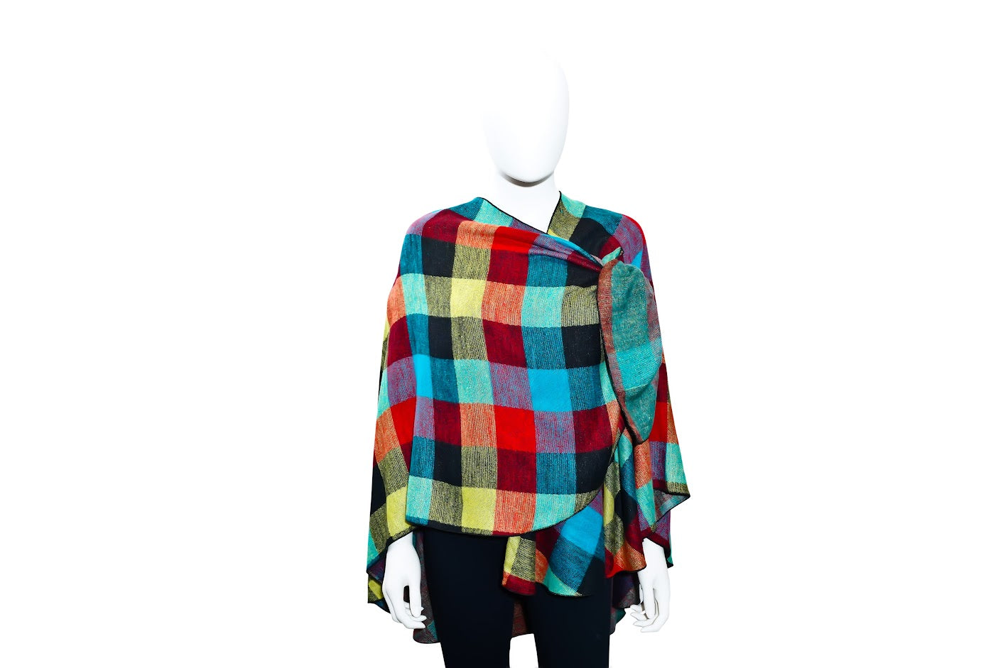 Jewel Tone Checks Reversible Cashmere Shawl