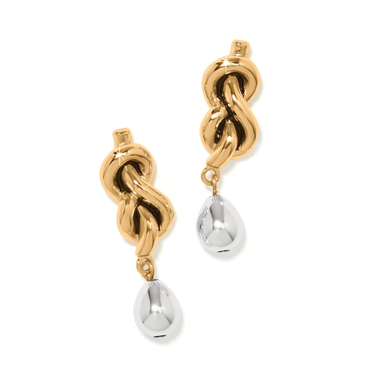 Interlok Single Knot Drop Earrings/Gold-Silver
