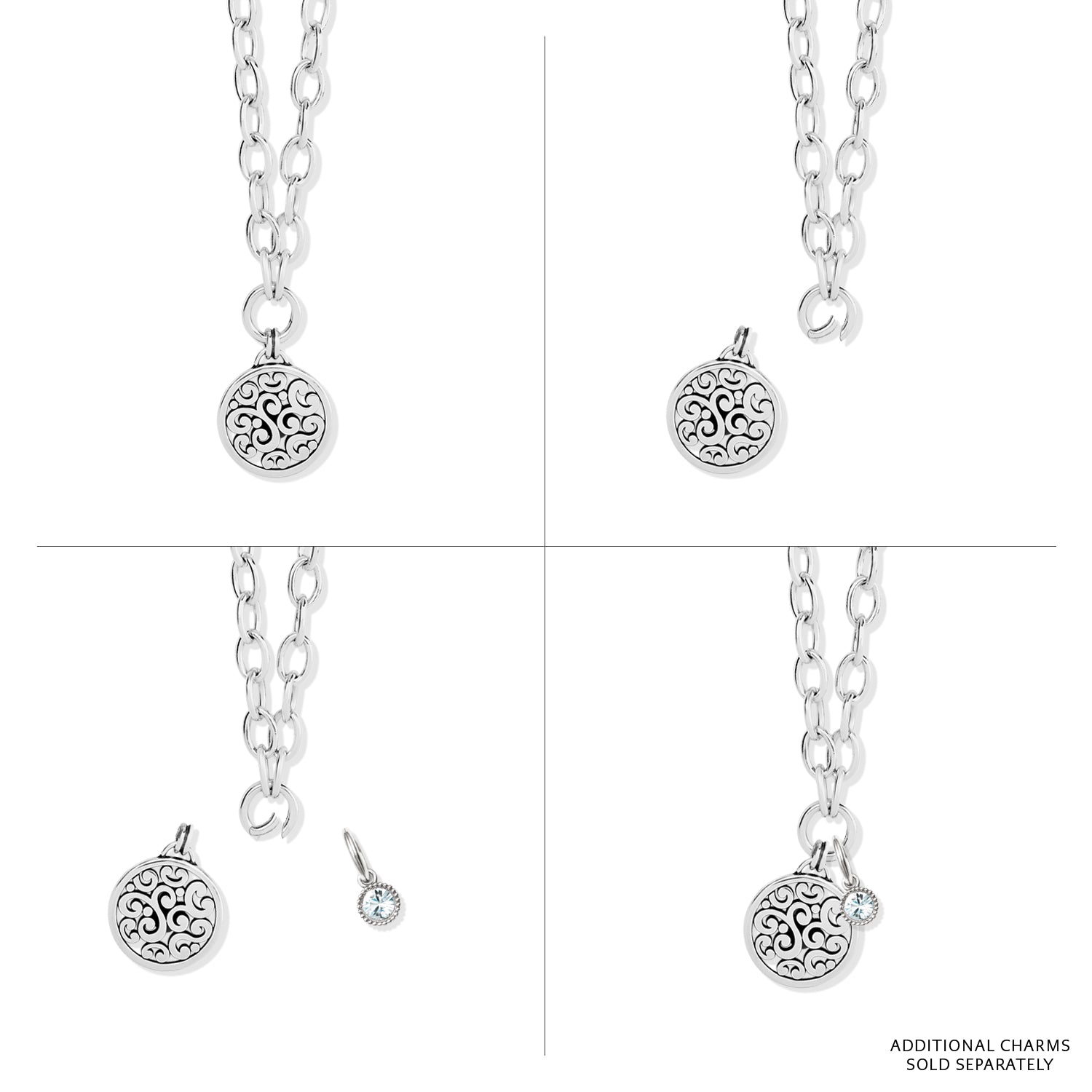 Contempo Medallion Charm Necklace/Silver