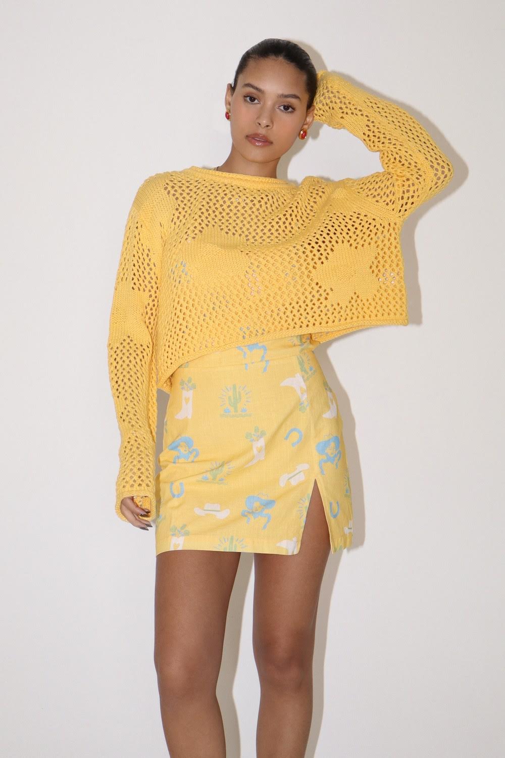 Yellow Crop Knit Sweater