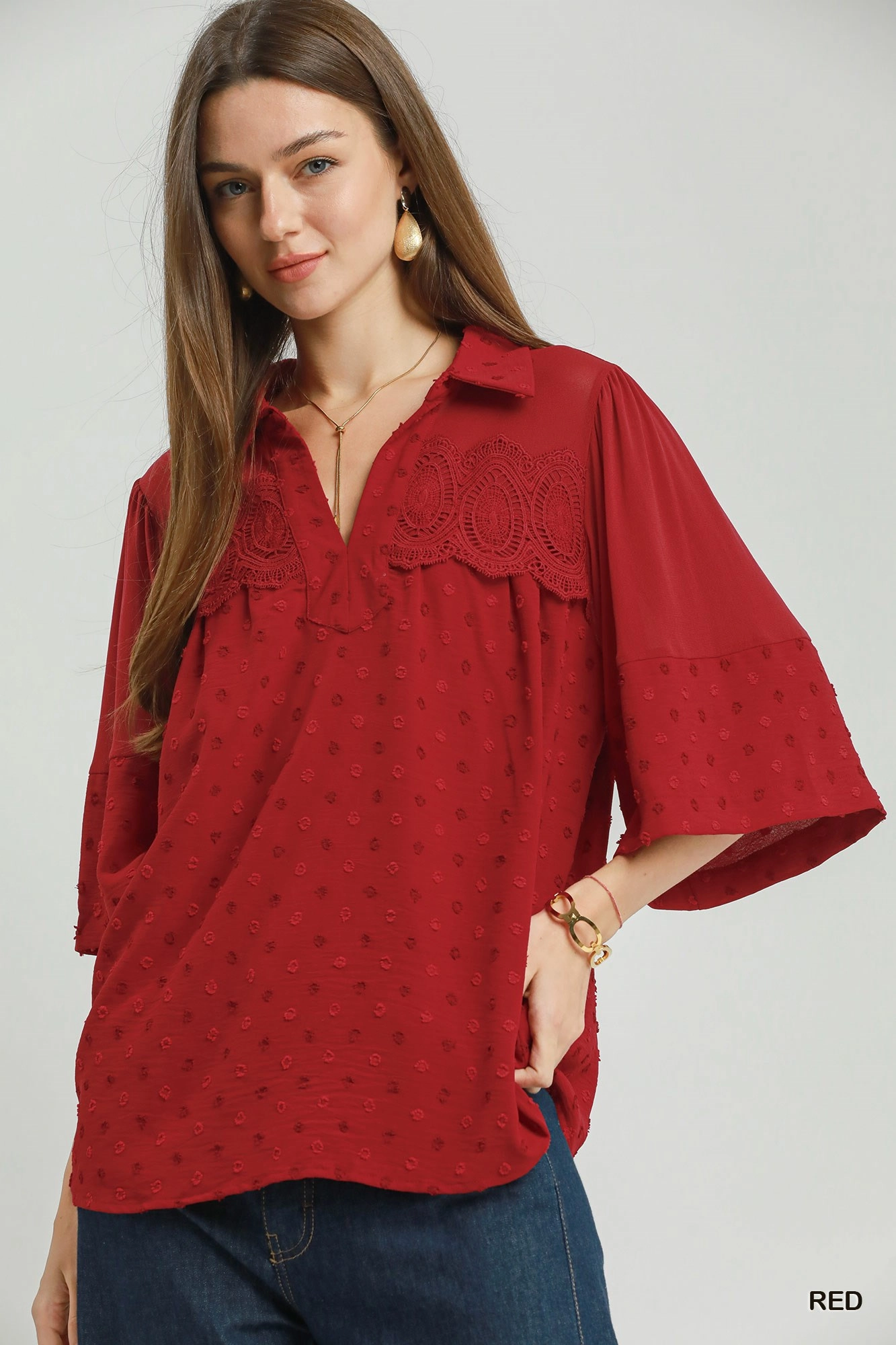 Scarlet Lace Yoke Blouse ❤️