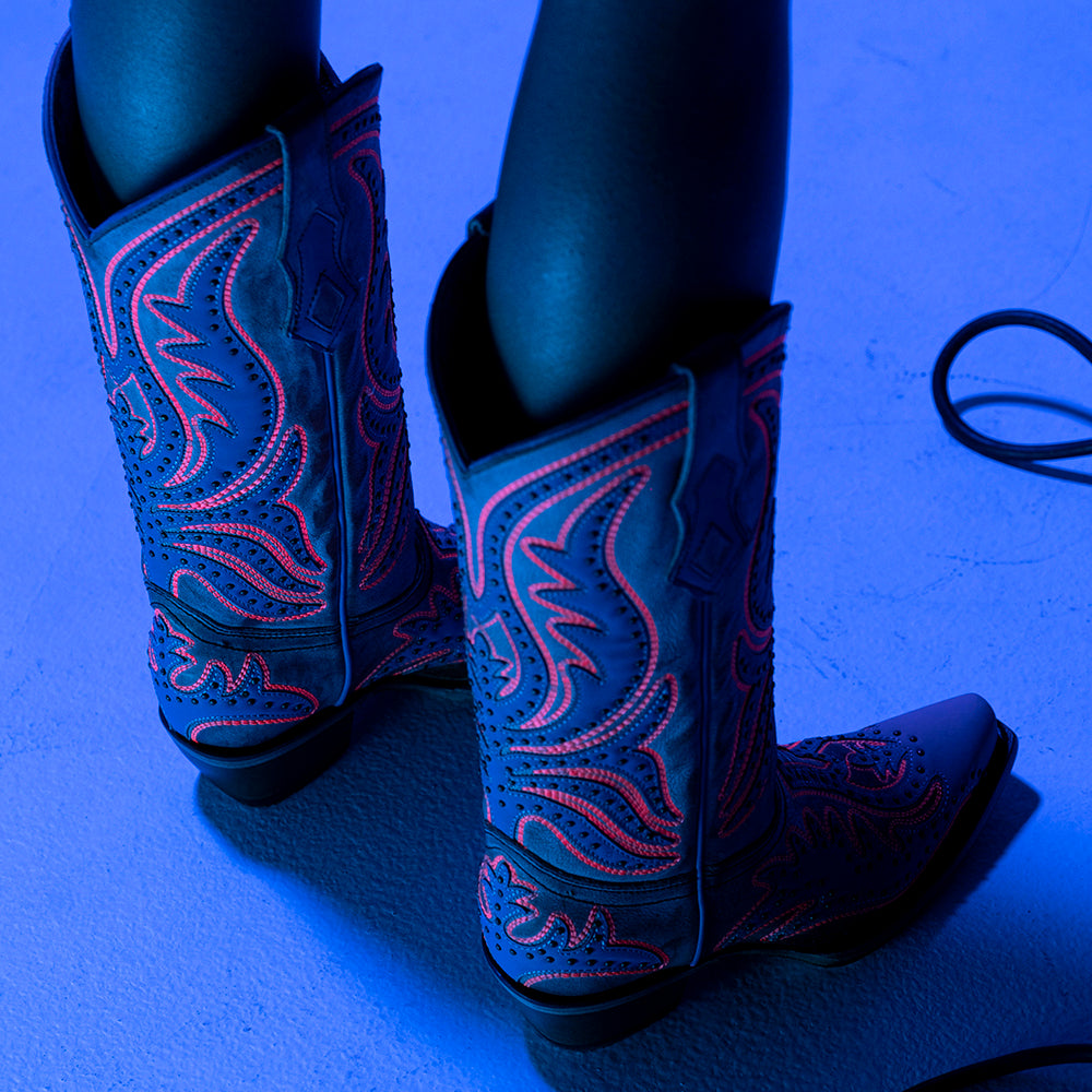 Corral Pink Overlay & Fluorescent Embroidery Boots