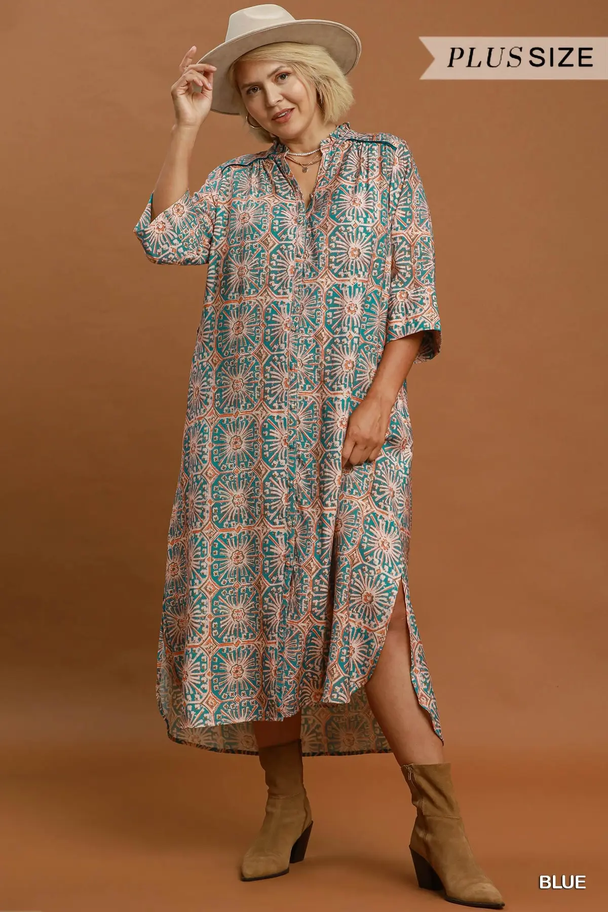 Teal  Mosaic Midi Dress