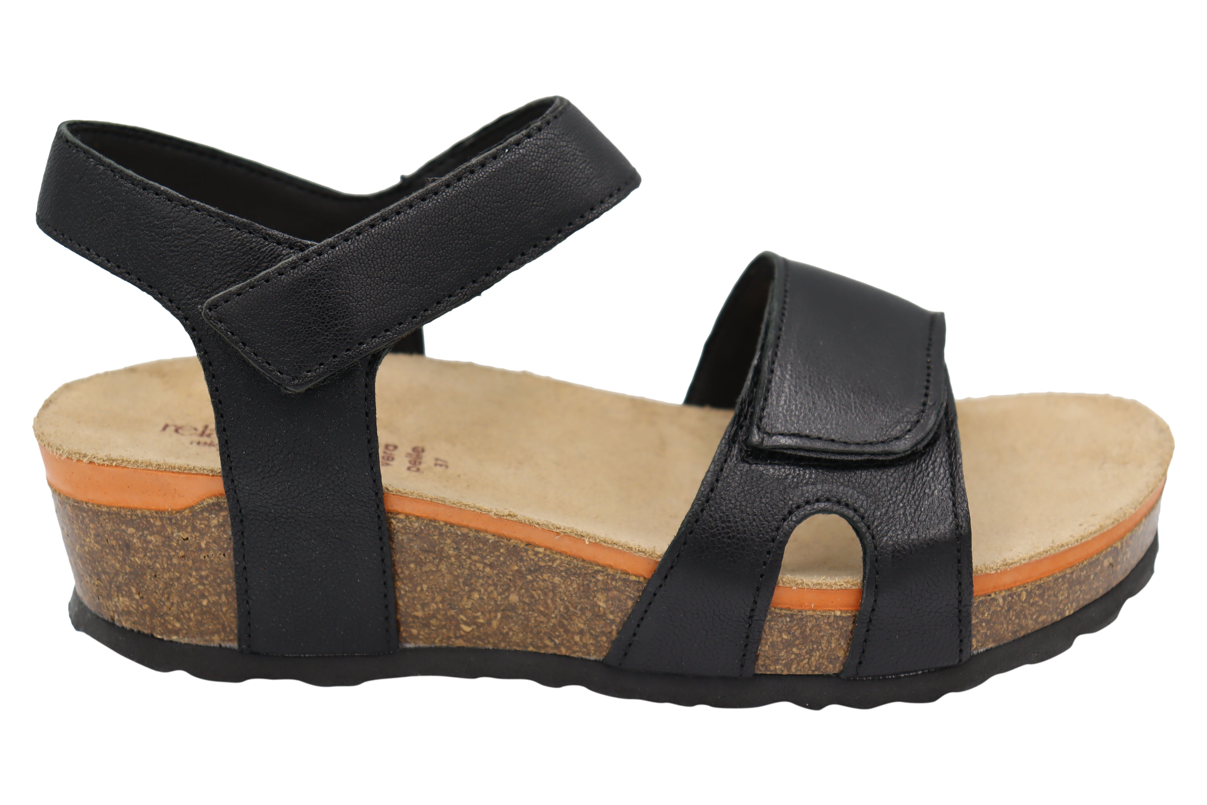 Asbury Black Leather Wedge by Relax Shoe