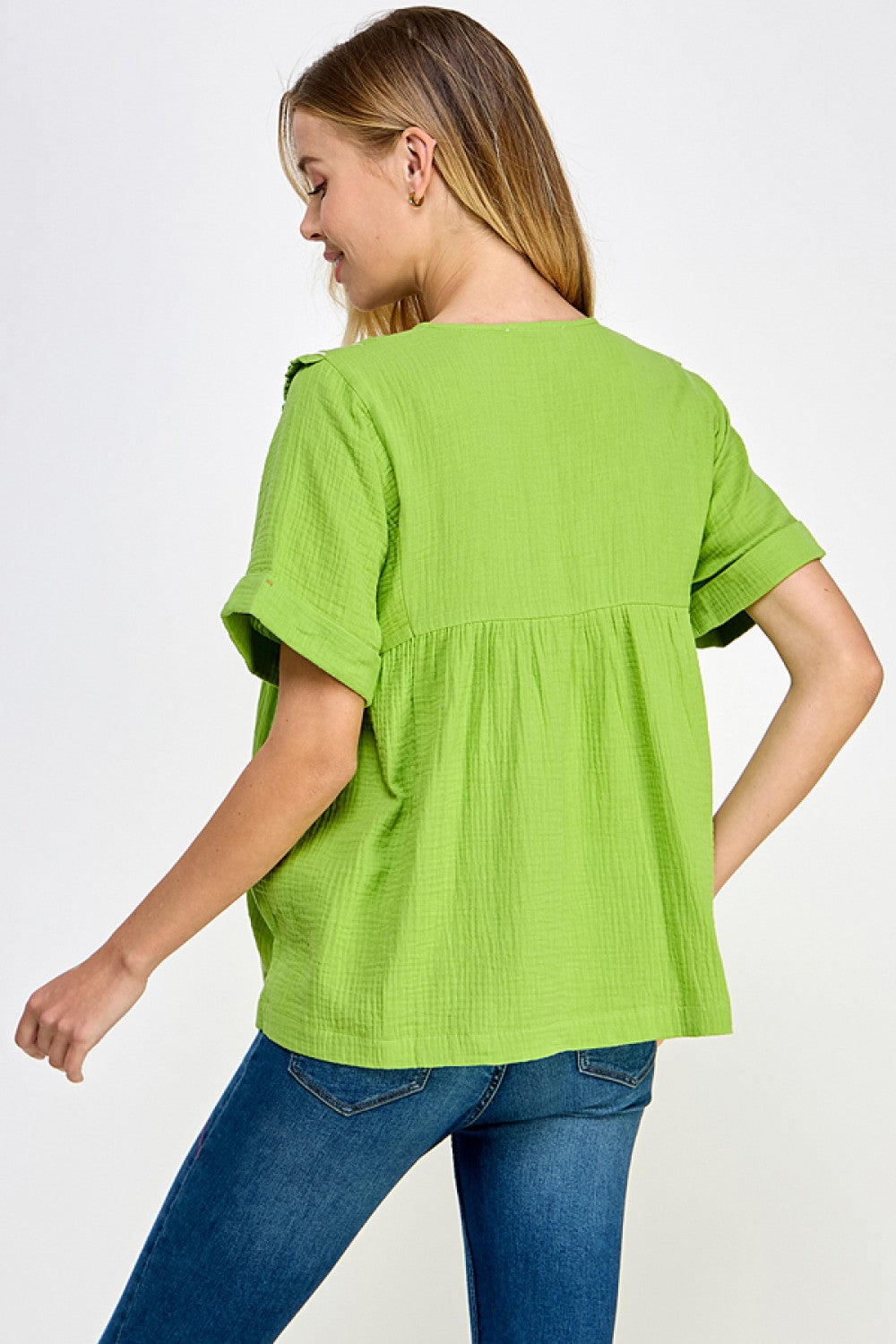 Lime Green Cotton Embroidered Top