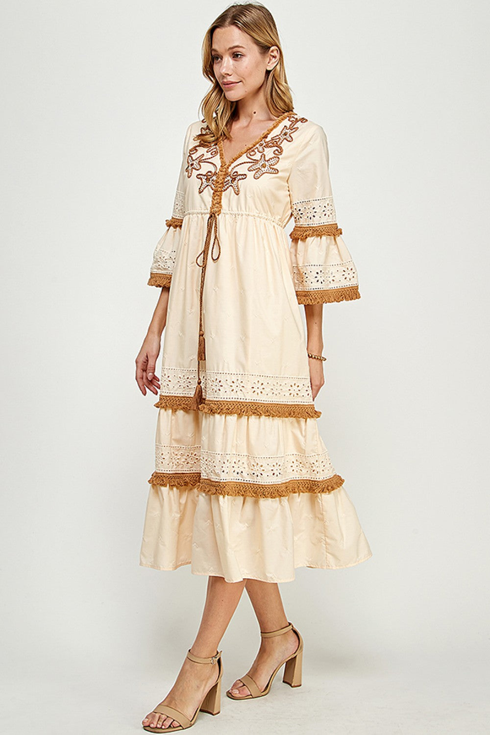 Tassel Trimmed  Midi Dress