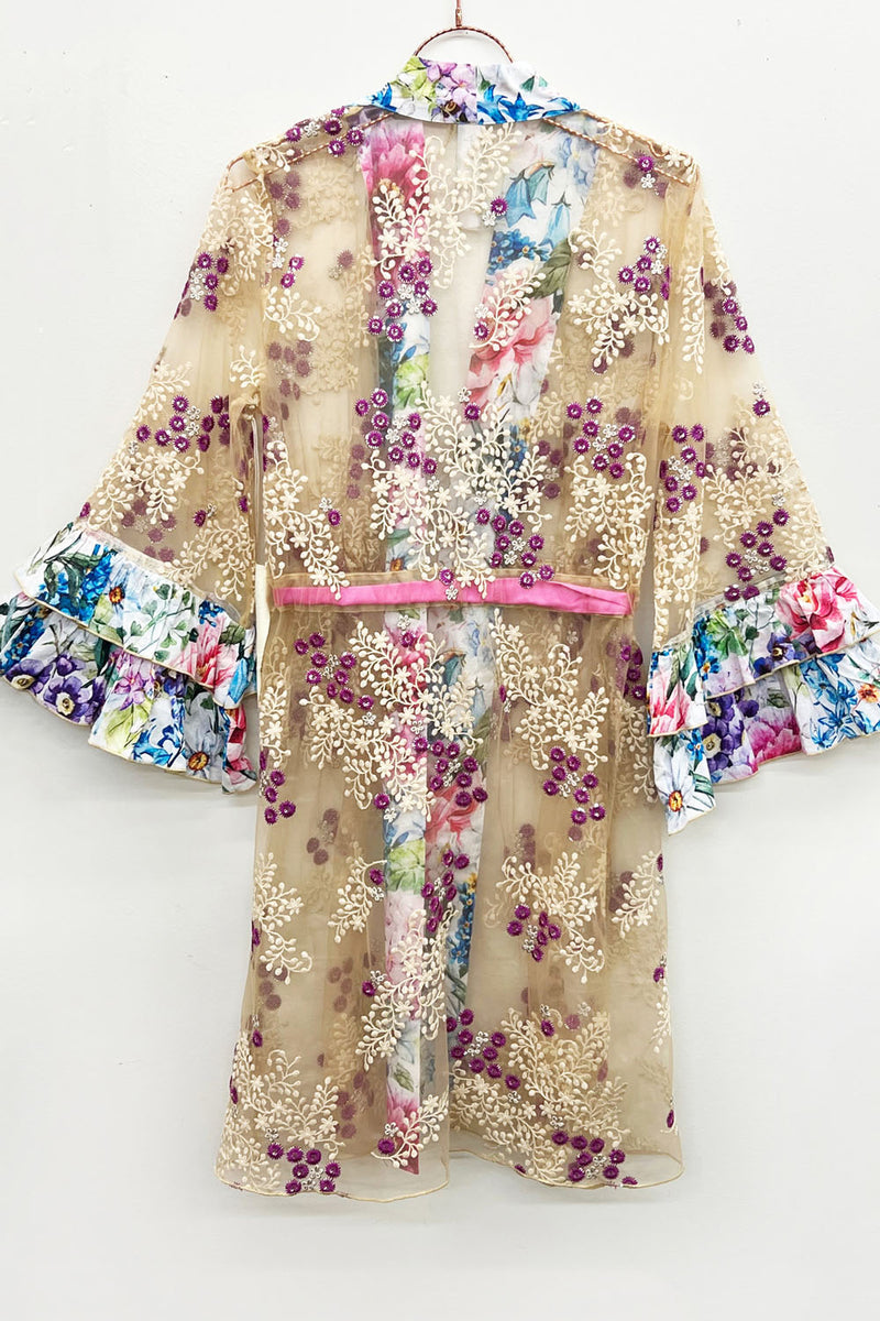 Ibiza Embellished Mesh Kimono by Aratta