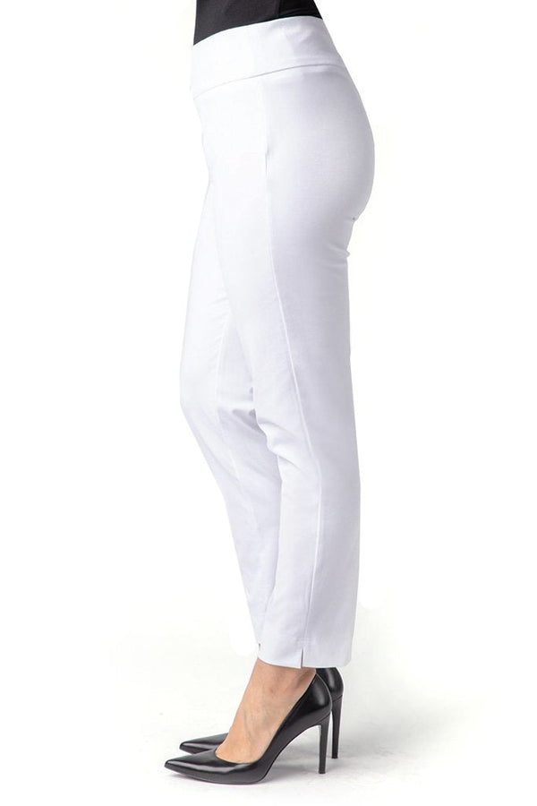 WHITE WIDE BAND PULL-ON Ankle Pant