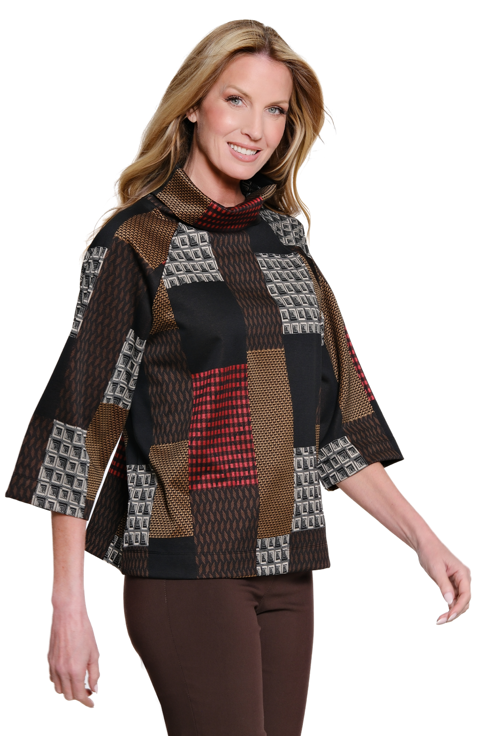 Cowl Neck 3/4 Sleeve Top by Multiples