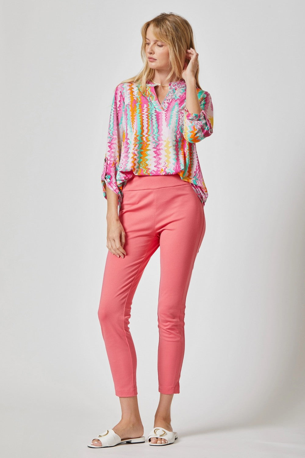 Shades of Spring Vertical Print Lizzy Top