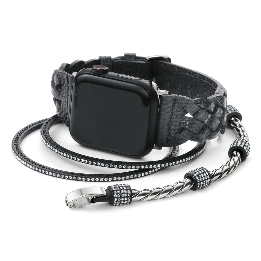 Sutton Braided Leather Watch Band-Black